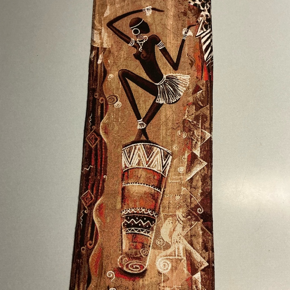 Tribal Drum Dancer Wall Art - Brown & Black wall tapestry